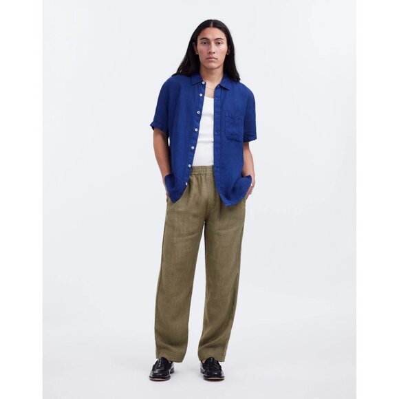 Madewell Mens 100% Linen Drawstring Pant Pressed Sage Coastal Casual Relaxed NWT - Picture 1 of 11